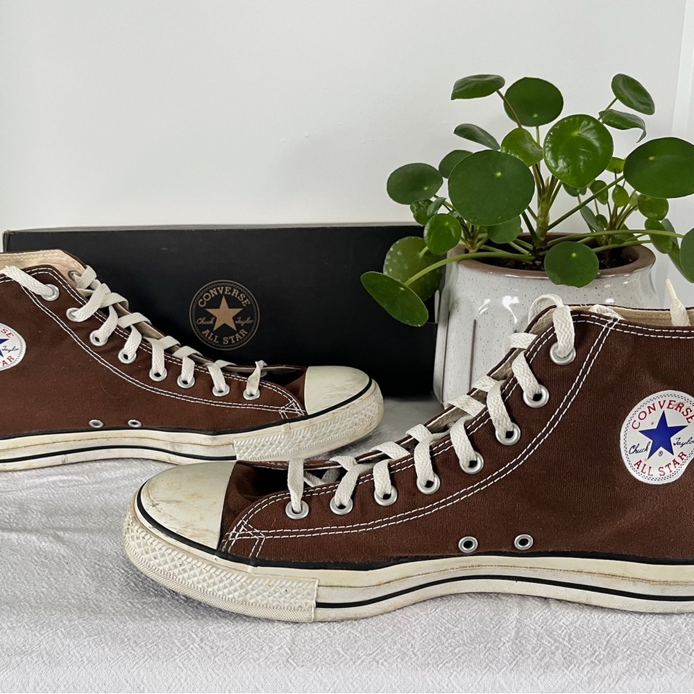 Converse High Top Sneakers in Dark Brown Canvas